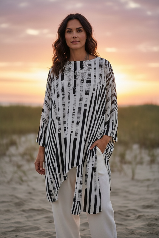 “Bella “ monochrome Italian irregular tunic