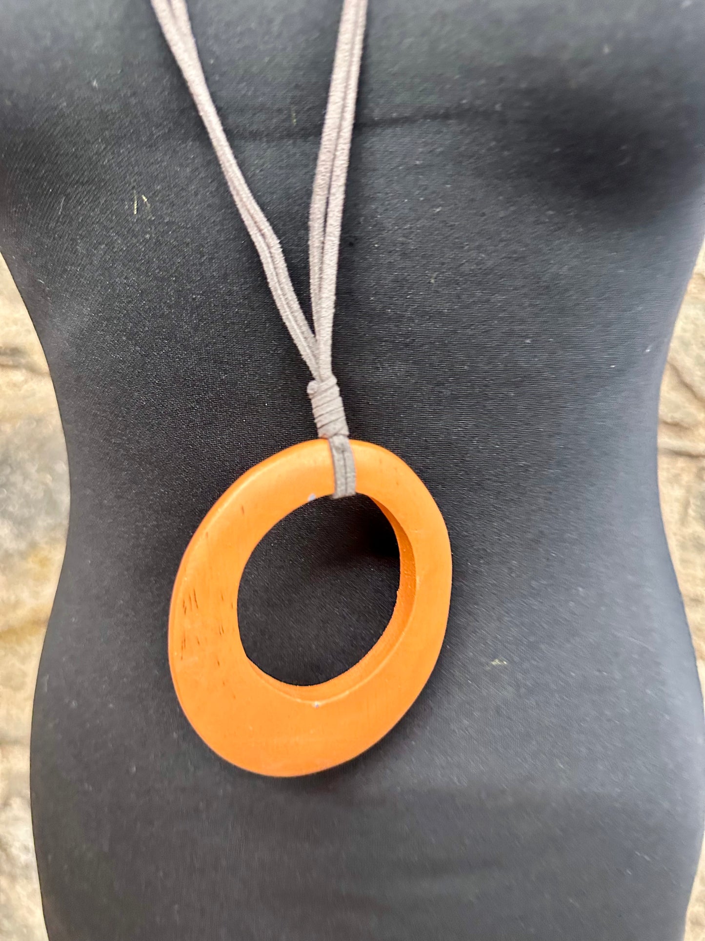 Lorshadesign statement tangerine wooden abstract neckpiece