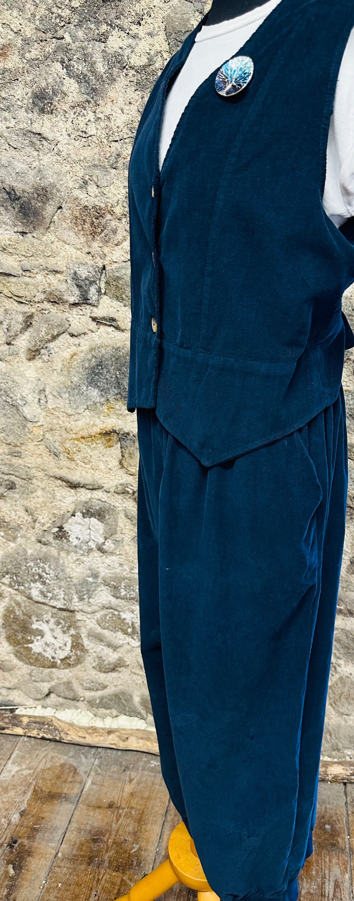 “Farrah “ indigo navy fine in corduroy waist coat