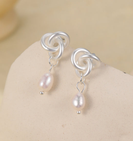 Delicate little pearl knot  gift boxed earrings