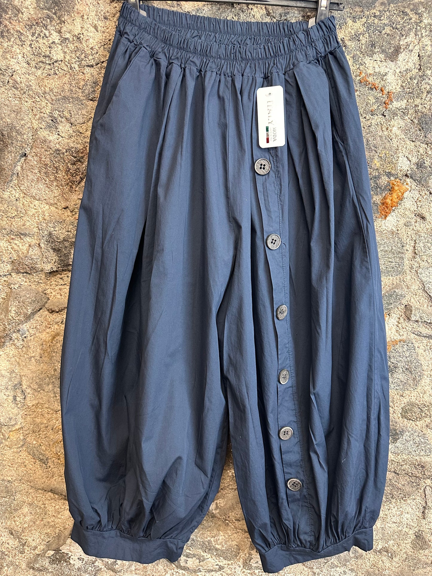 “Charlotte “ indigo navy Italian button trouser
