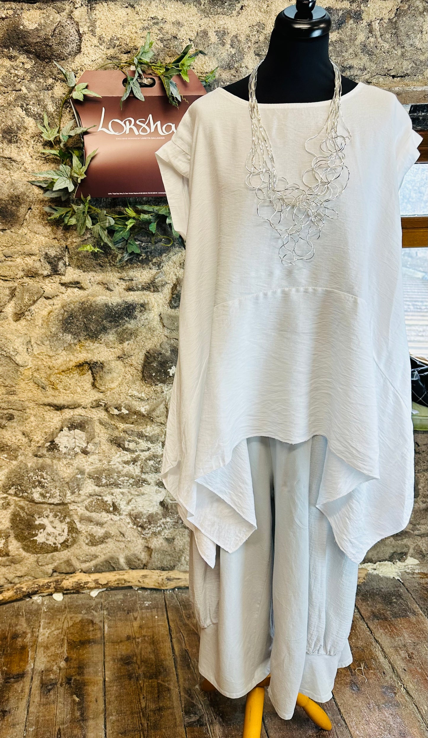 “Sorento “ white Italian dipped hem tunic