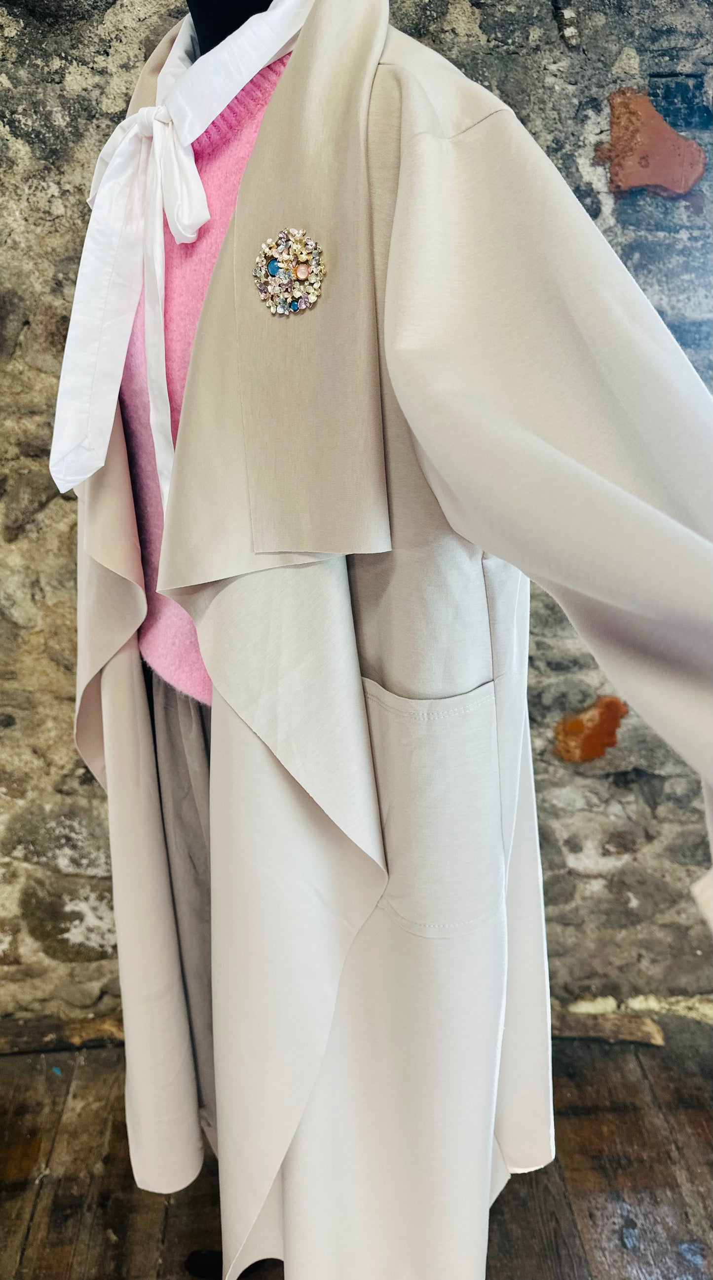 Olivia .. buttermilk Italian waterfall jacket