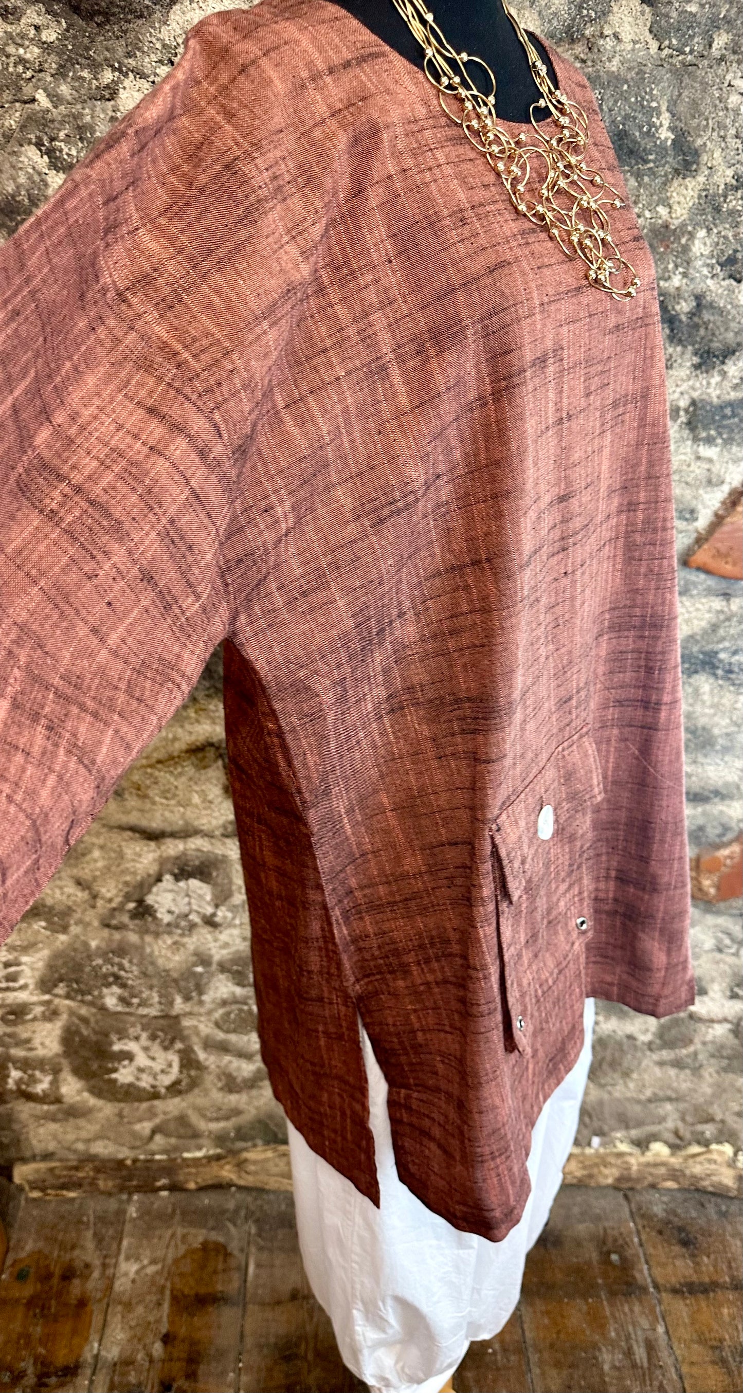 “Ava “ linen blend Italian tunic copper