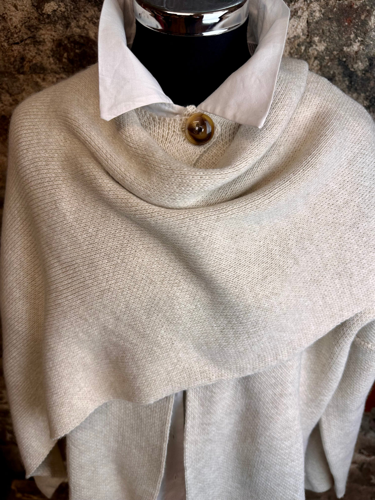 “Larissa” oatmeal Italian scarf wrap cardi
