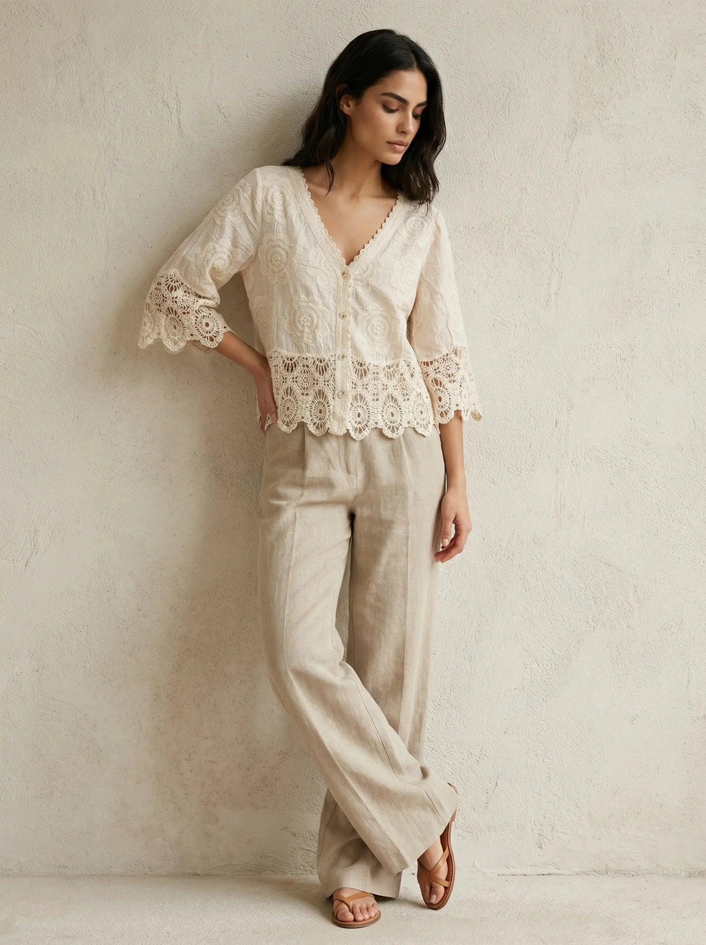 “Stevie “ natural Italian crochet cover up