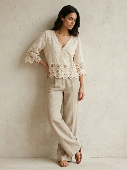 “Stevie “ natural Italian crochet cover up