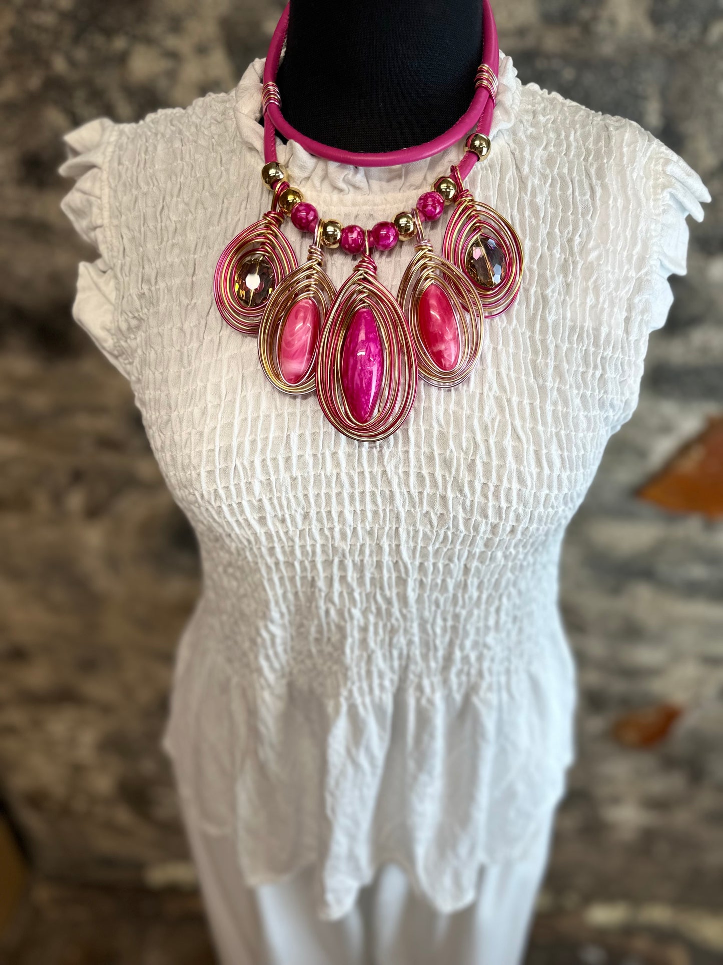 Statement cerise neckpiece