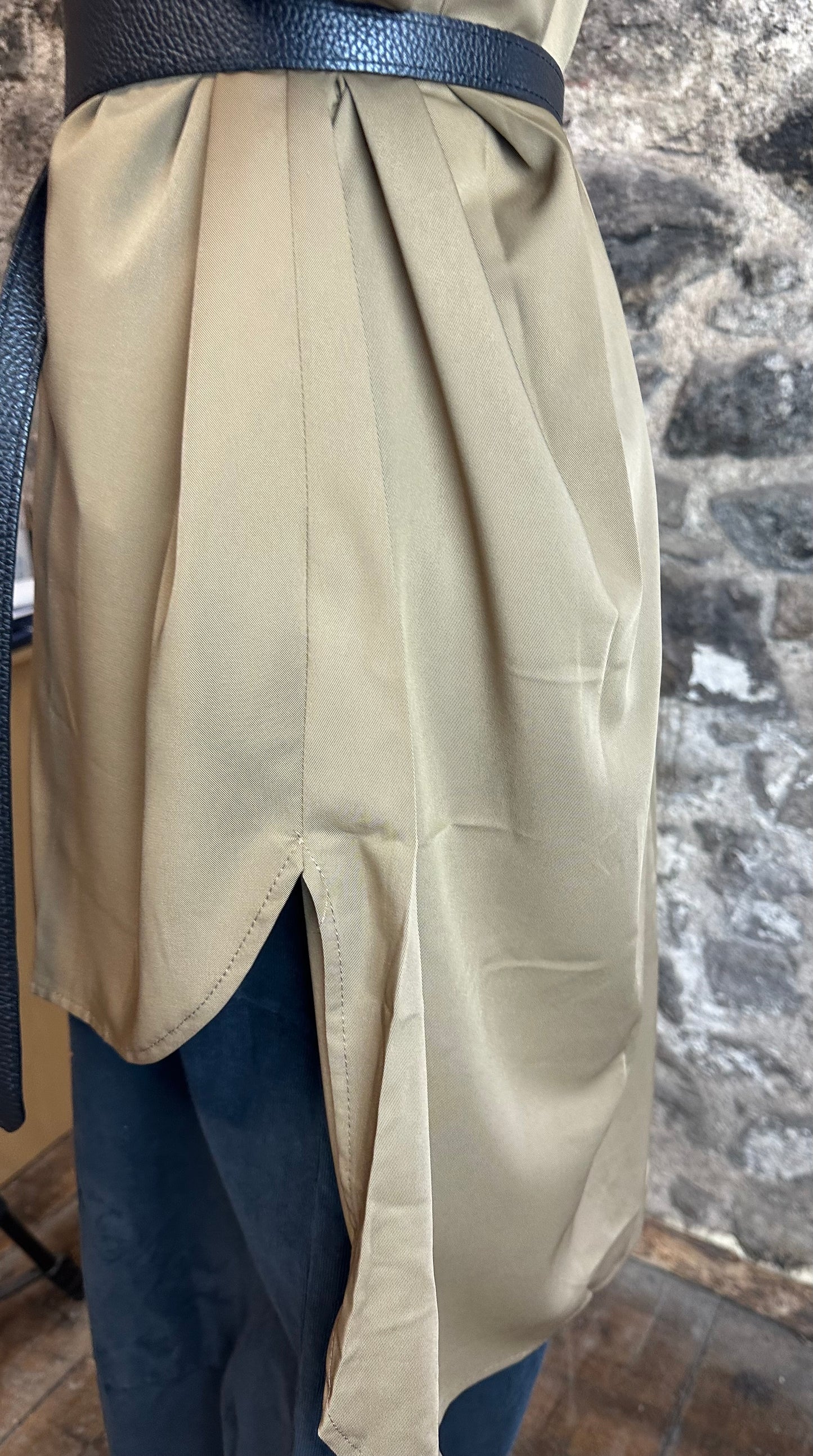 “Mabel “ Italian tan hi lo dress shirt