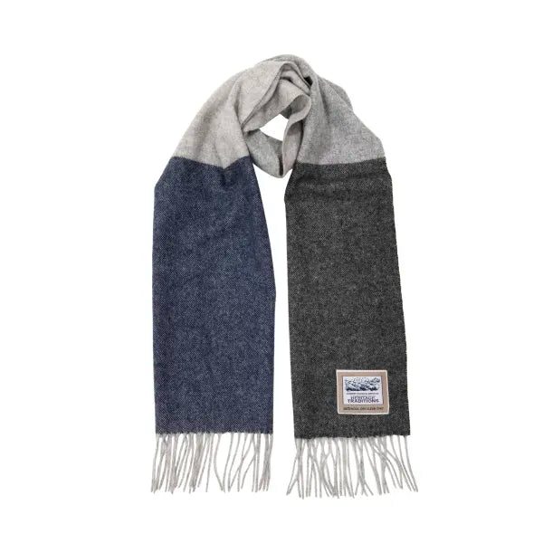 “For him “ 100%wool herring bone blue and grey scarf