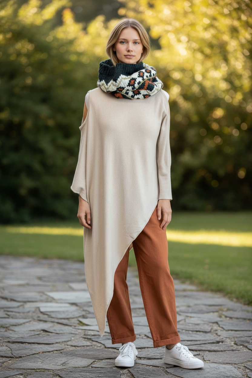 “Frankie “ asymmetric buttermilk cream Italian knit