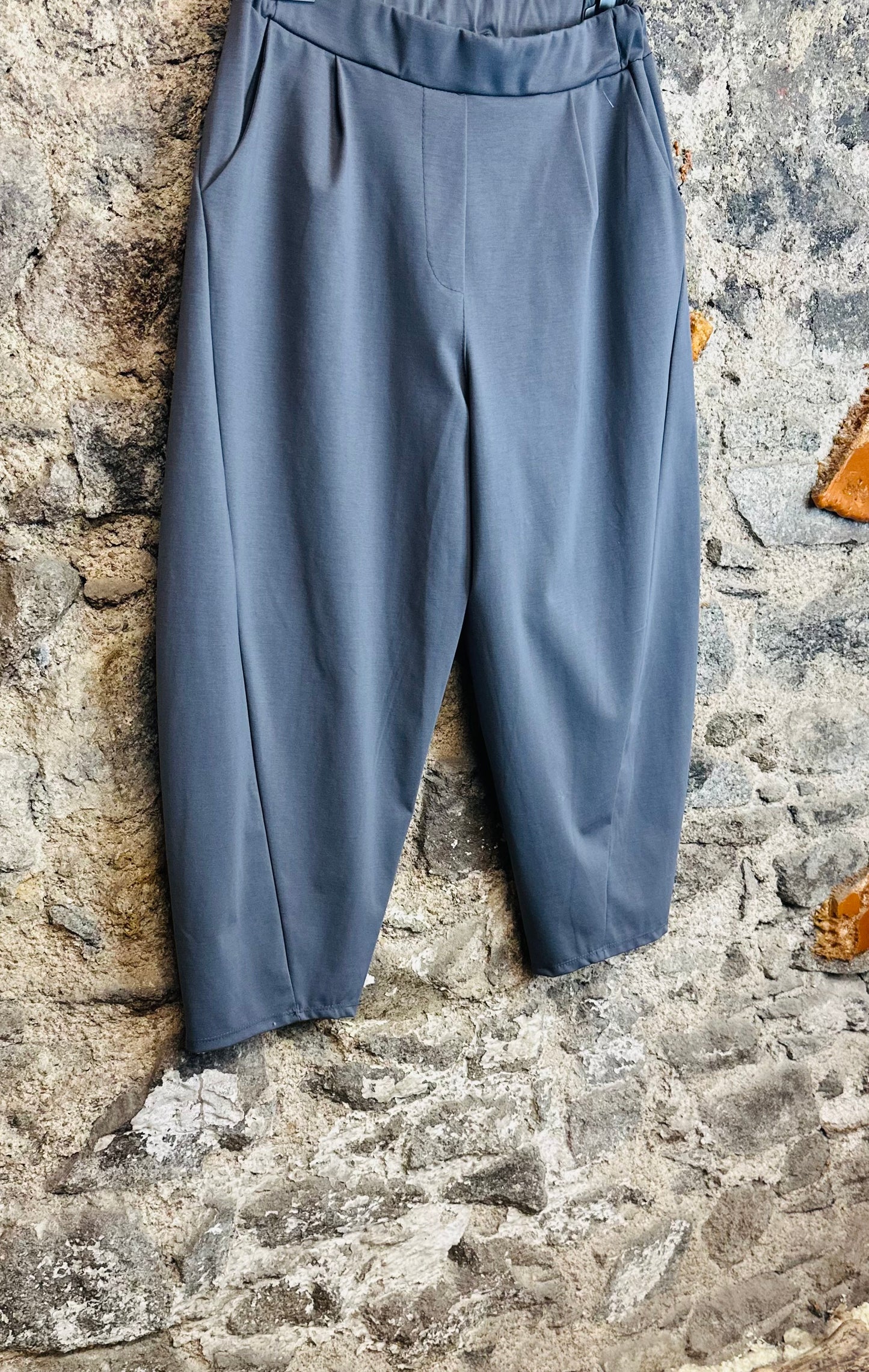 “Lottie “ charcoal grey Italian barrel leg cocoon trouser