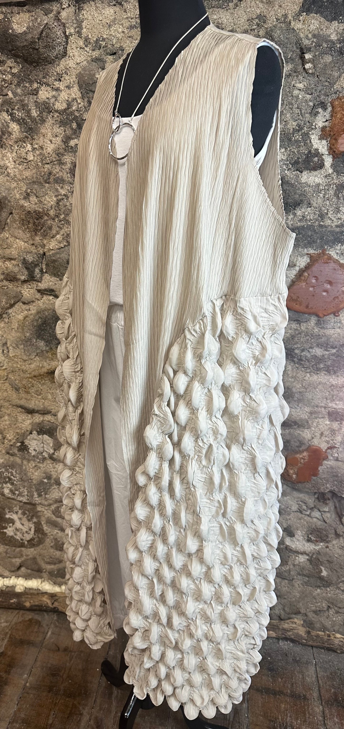 “Olivia “ Italian statement contemporary full length natural stone waistcoat