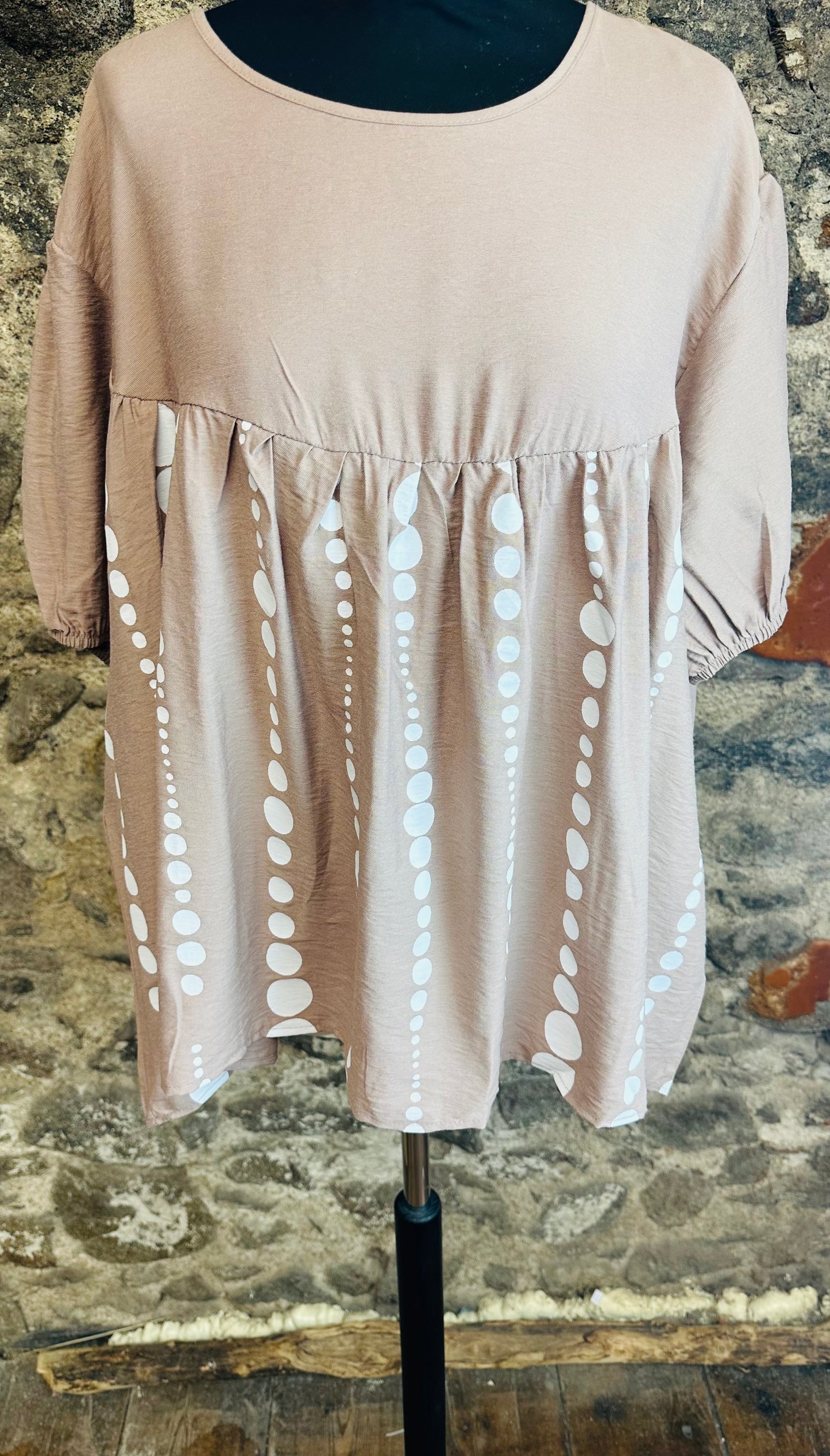 “Davina “ Italian mocha empire line tunic