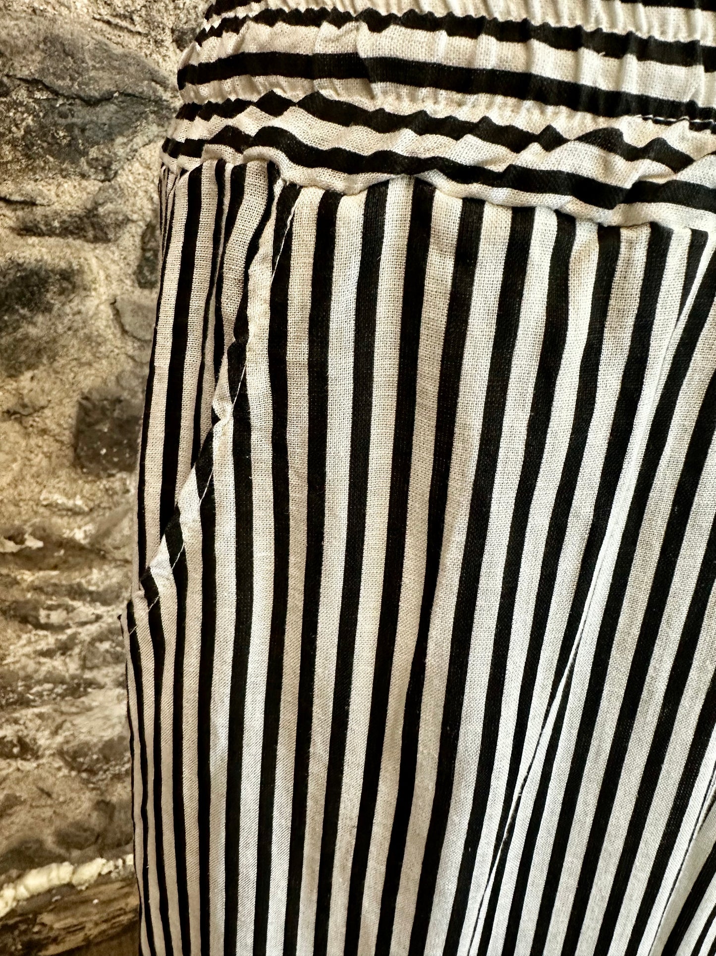 “Sandie “ monochrome pinstripe Italian linen cullottes