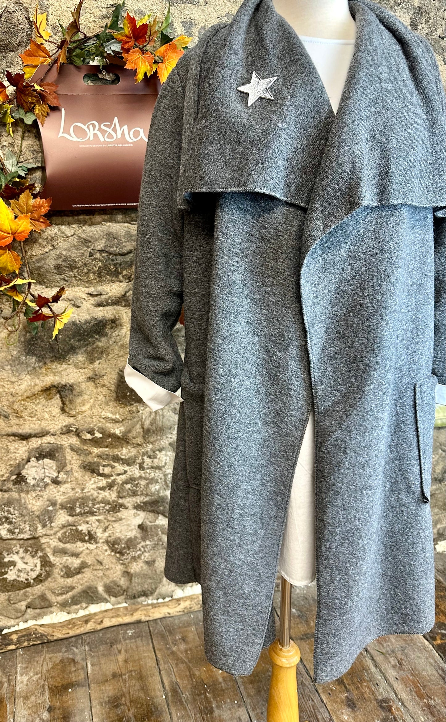 “Hunter”Italian cosey walking coat slate grey