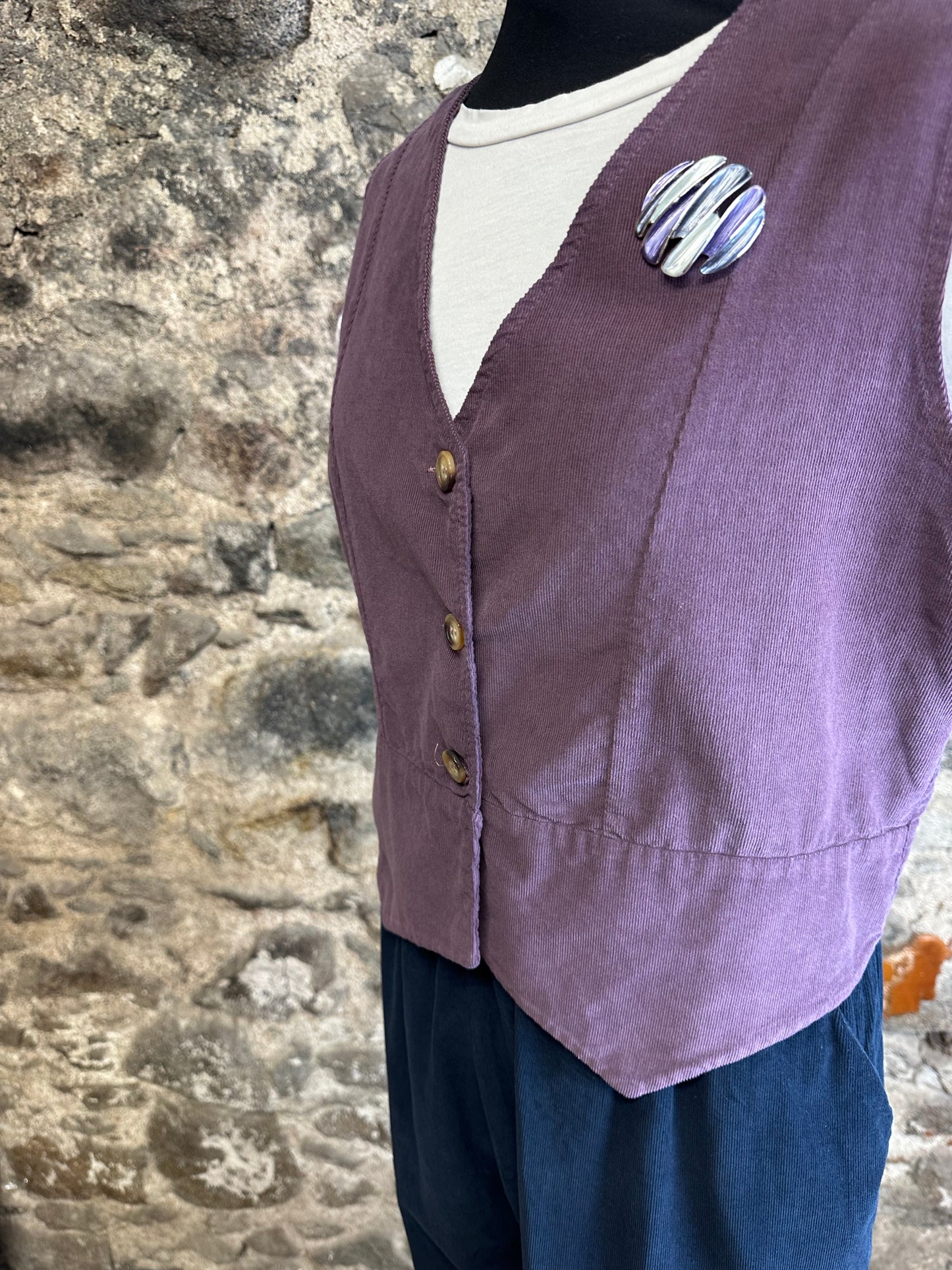 “Farrah “ needle corduroy waistcoat Heather