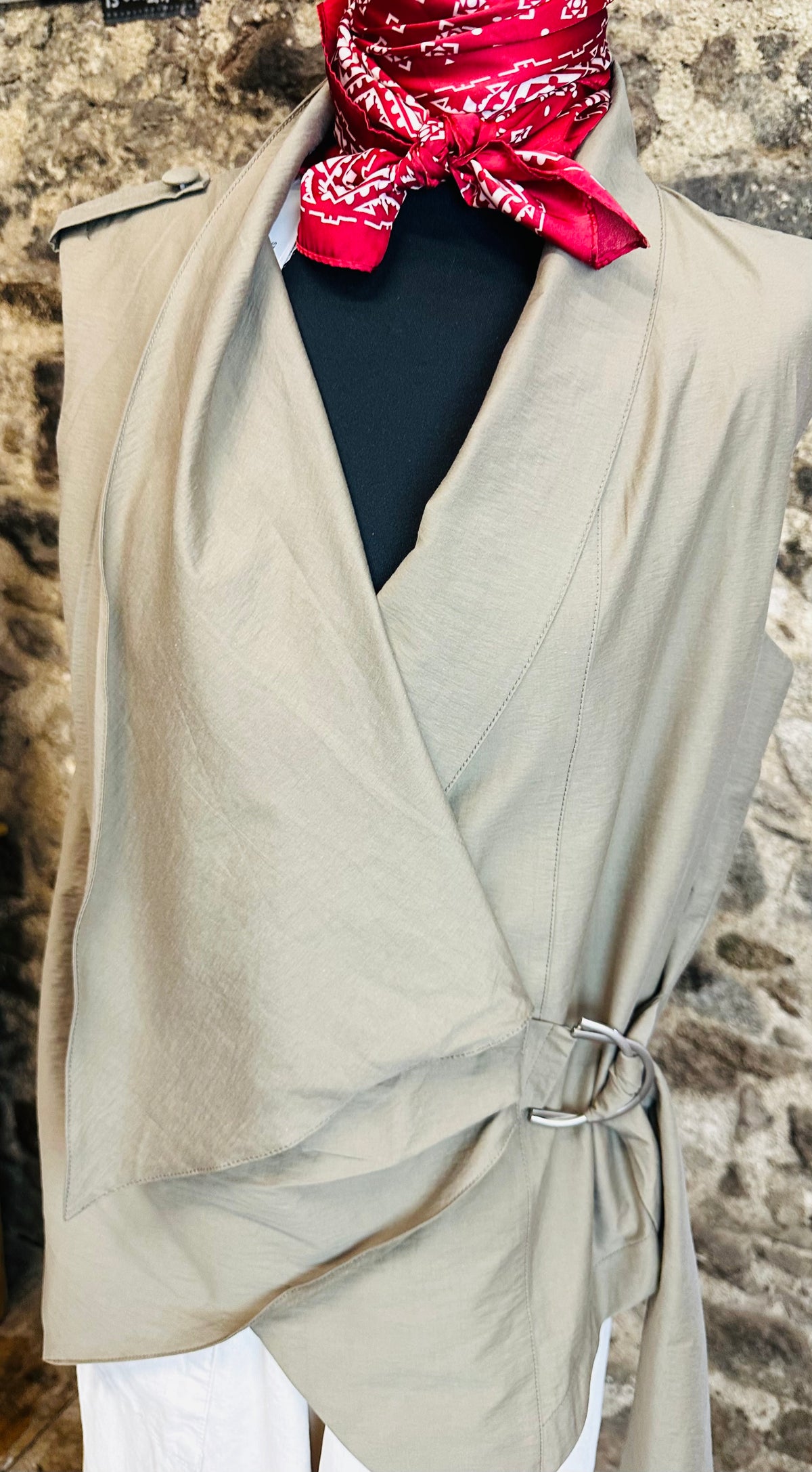 “Goretti” stone Italian asymmetric waistcoat