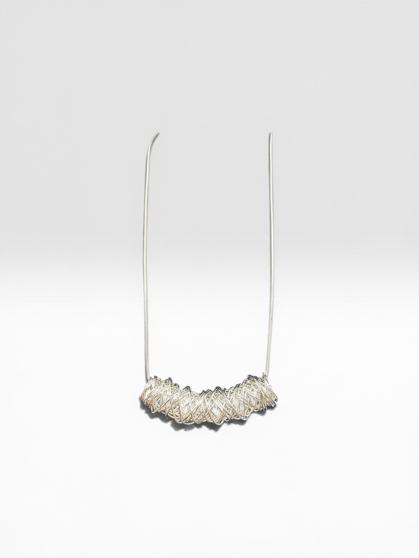 Silver plated wire minimalisg statement neckpiece