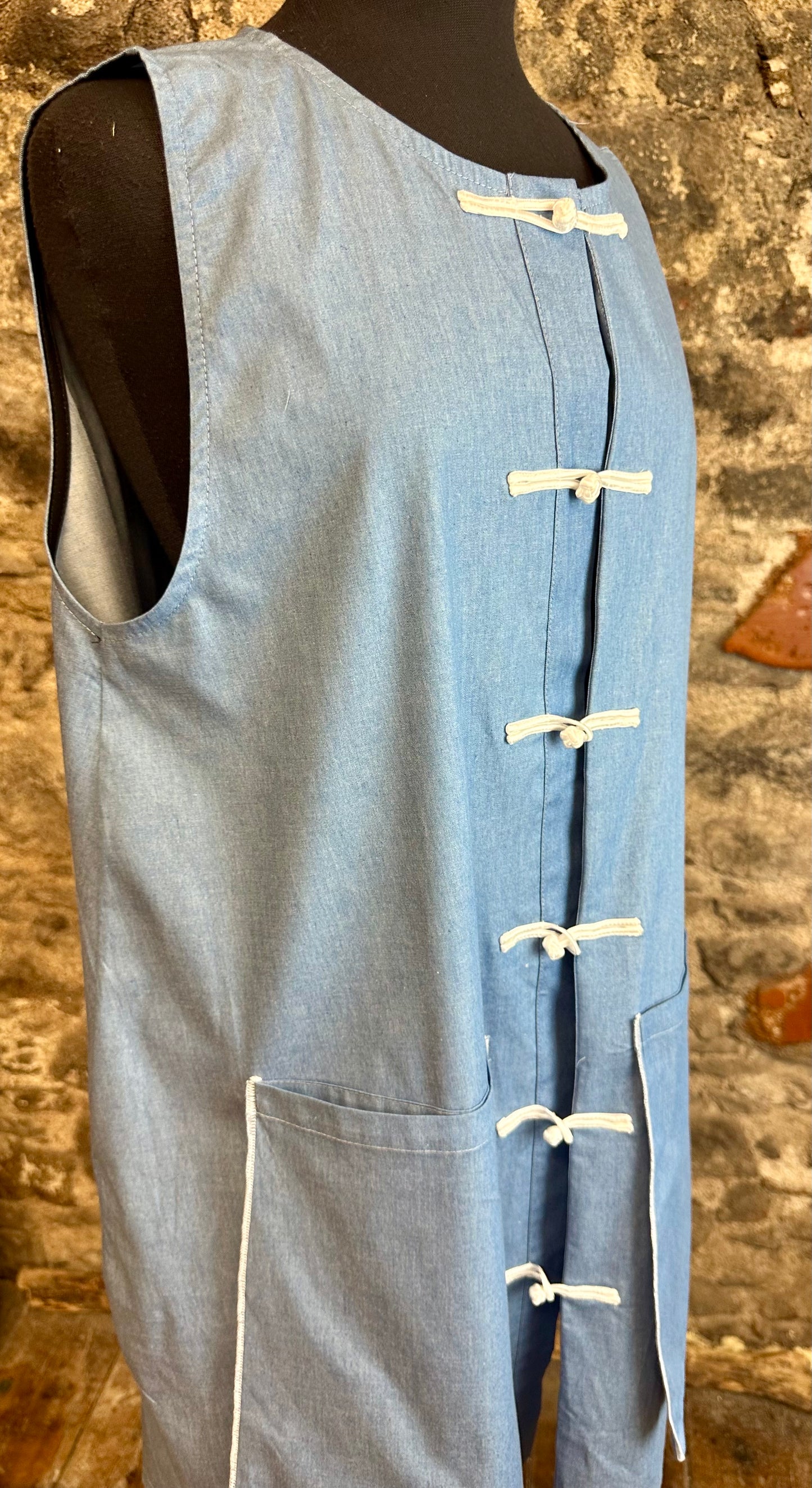 “Leia “ soft denim mandarin style waistcoat
