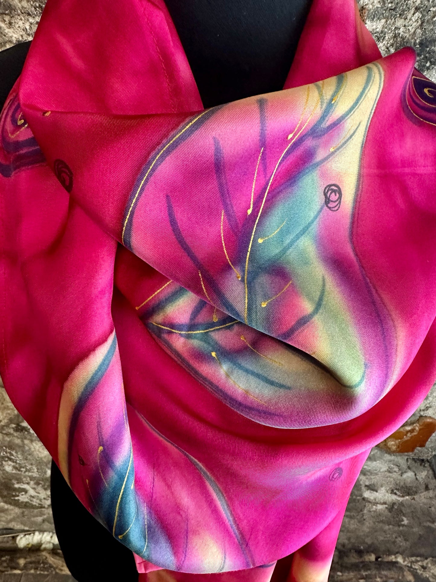 Lorshadesign hand painted silk scarf collection