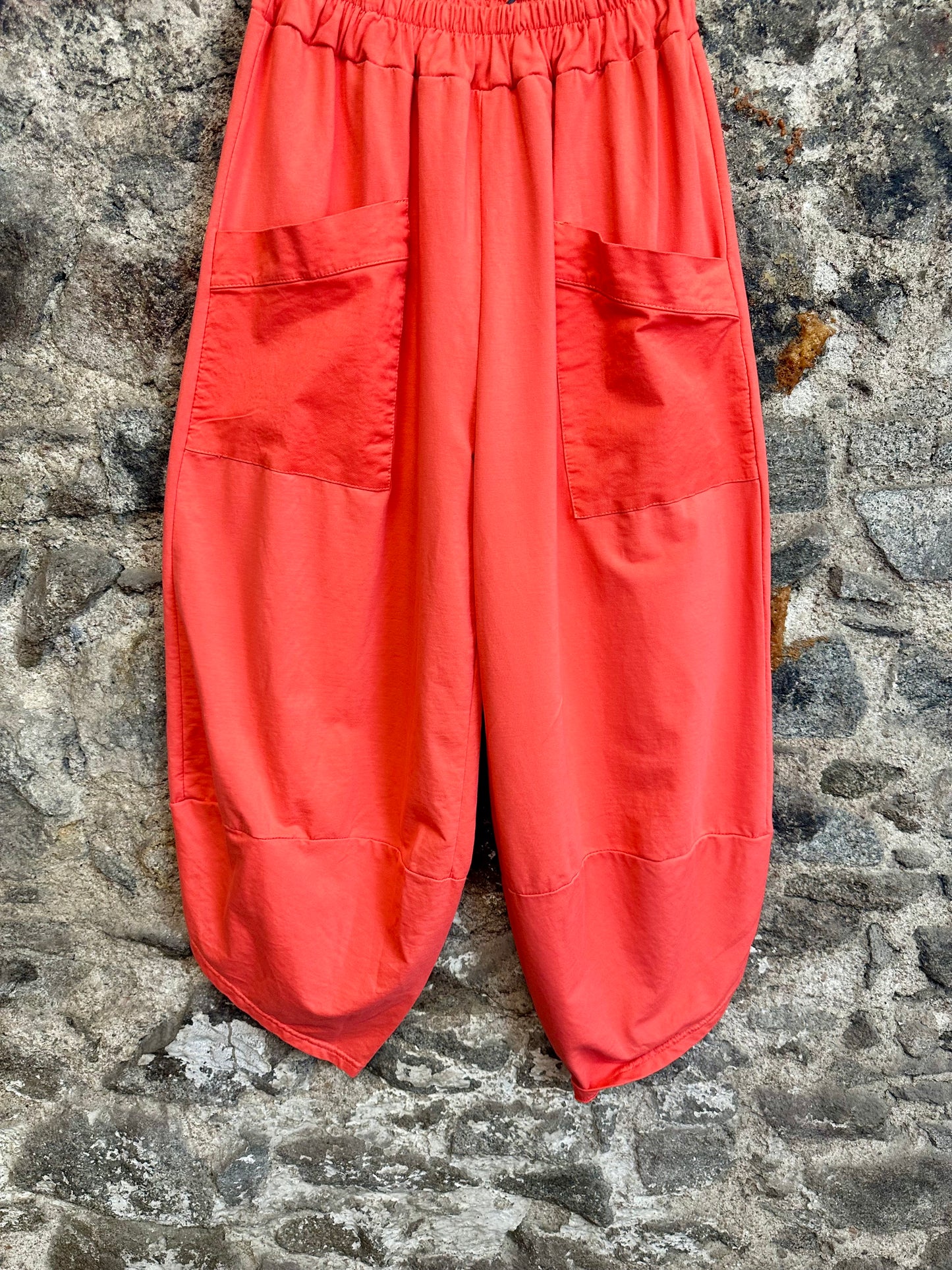 “Chrissie “ coral Italian cotton and jersey cocoon pants
