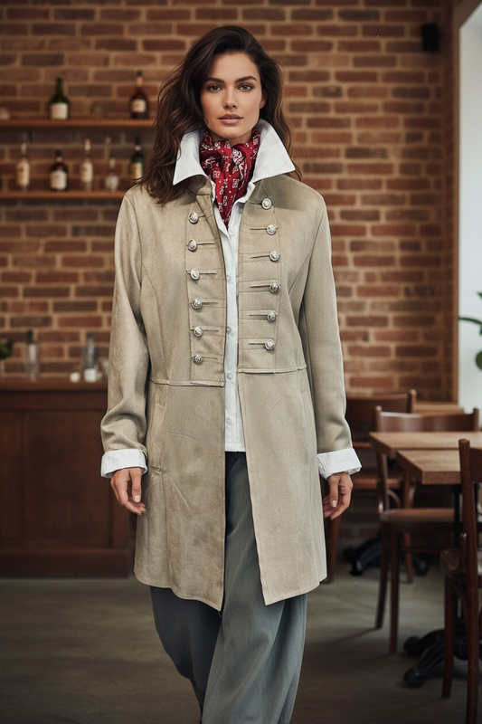 “Freida” beige faux suede jacket
