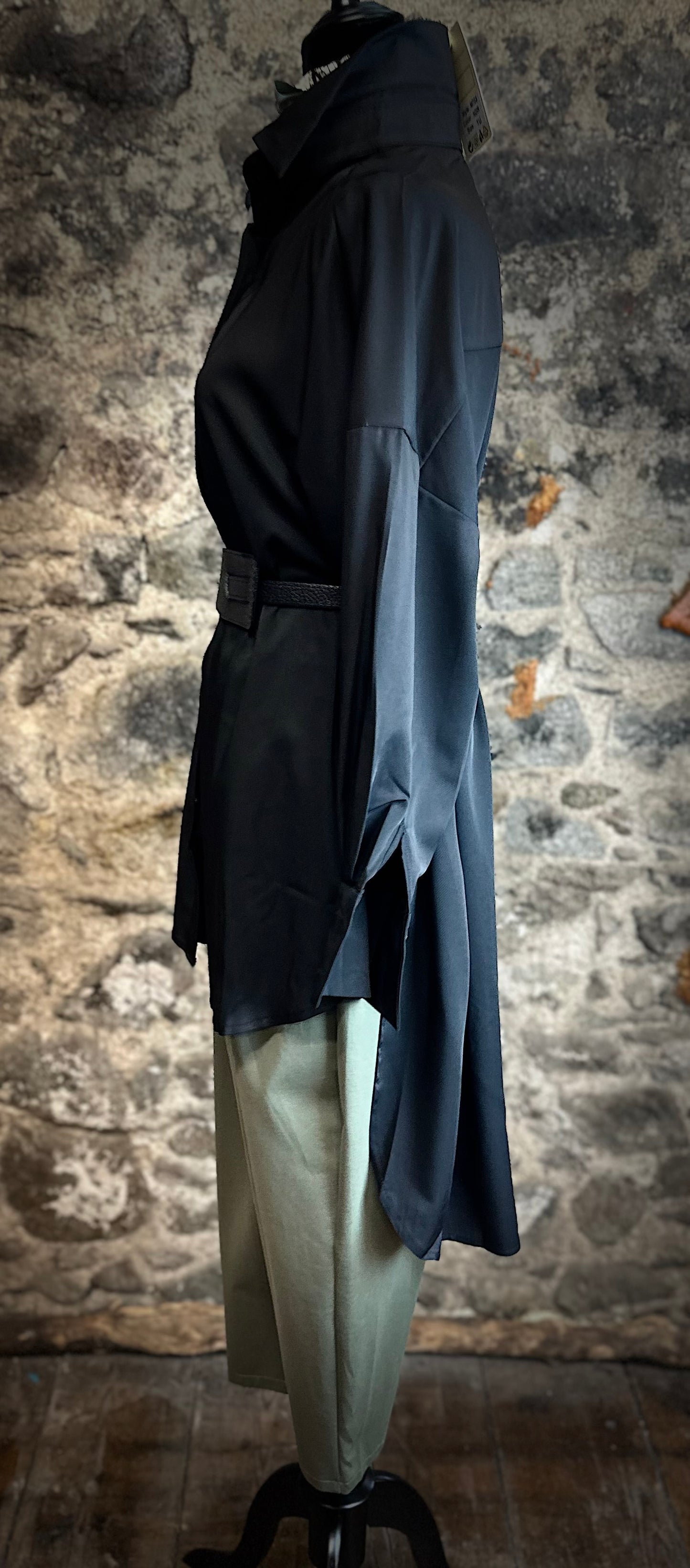 “Mabel “ Ebony Italian hi lo dress shirt