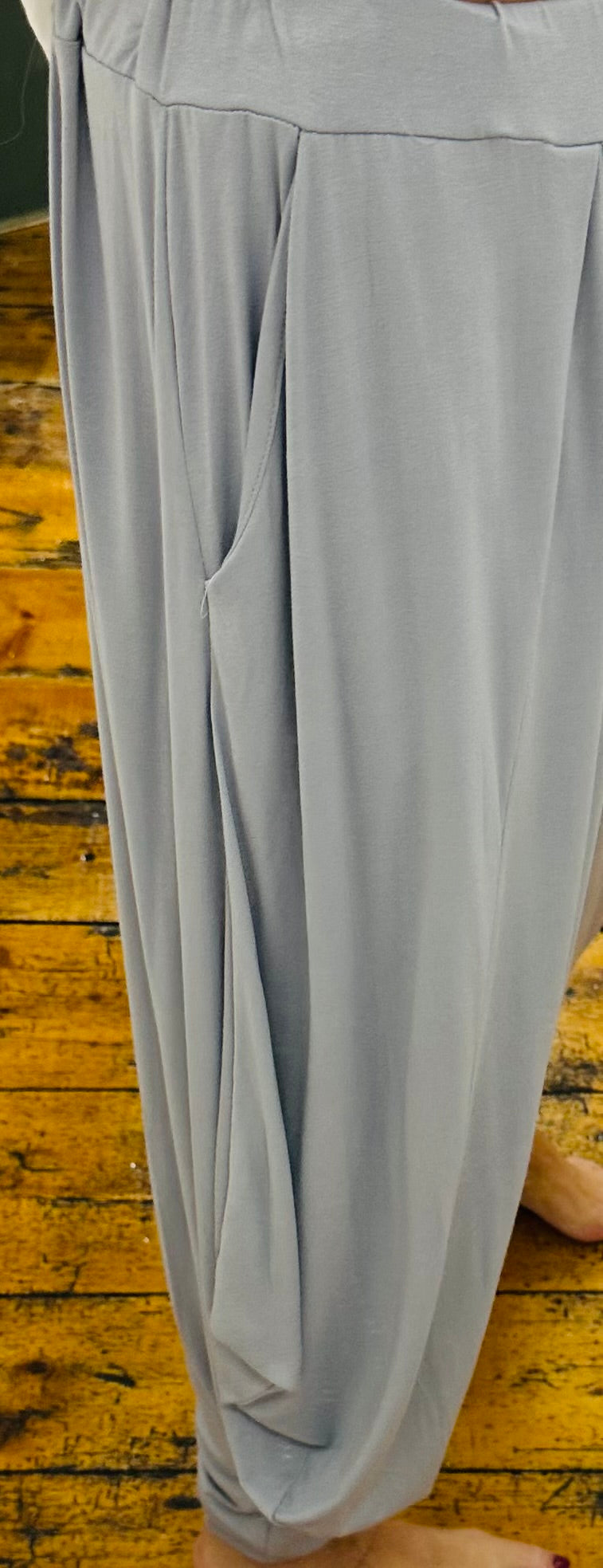 “Mixi “ dove grey harem jersey trousers