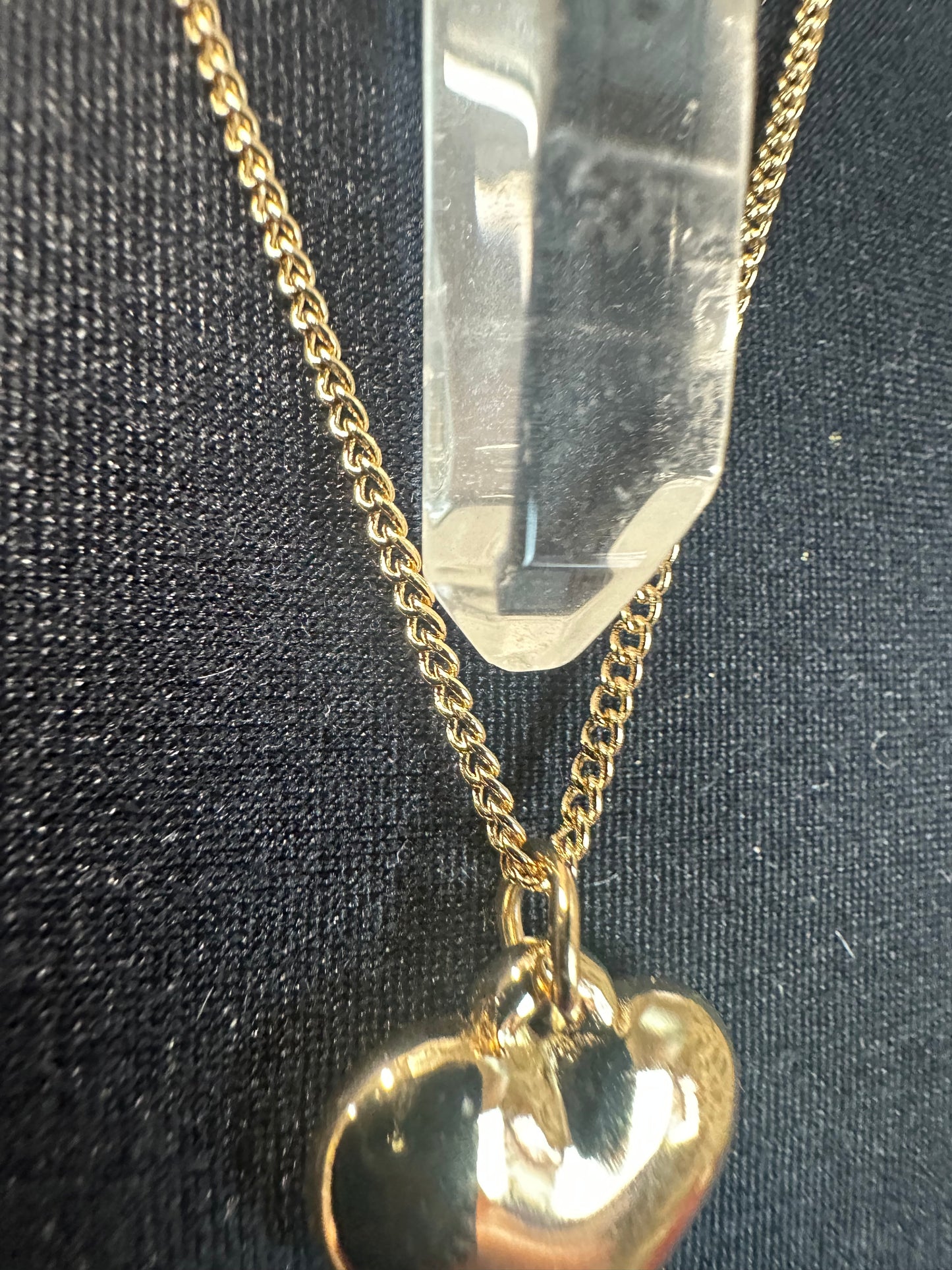 Gold plated layered crystal and heart neckpiece