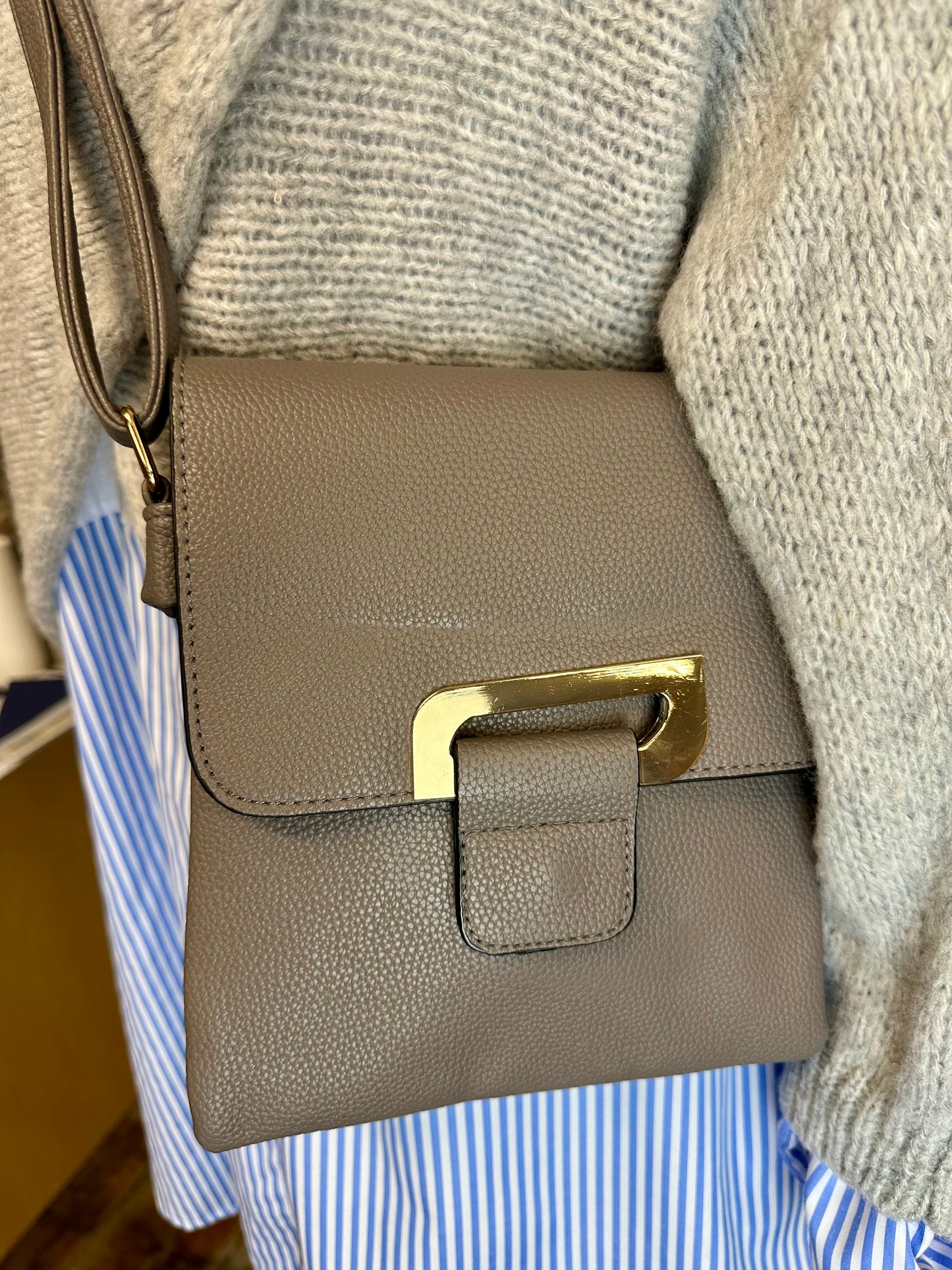 “Elsbeth “ Mocha vegan crossover satchel