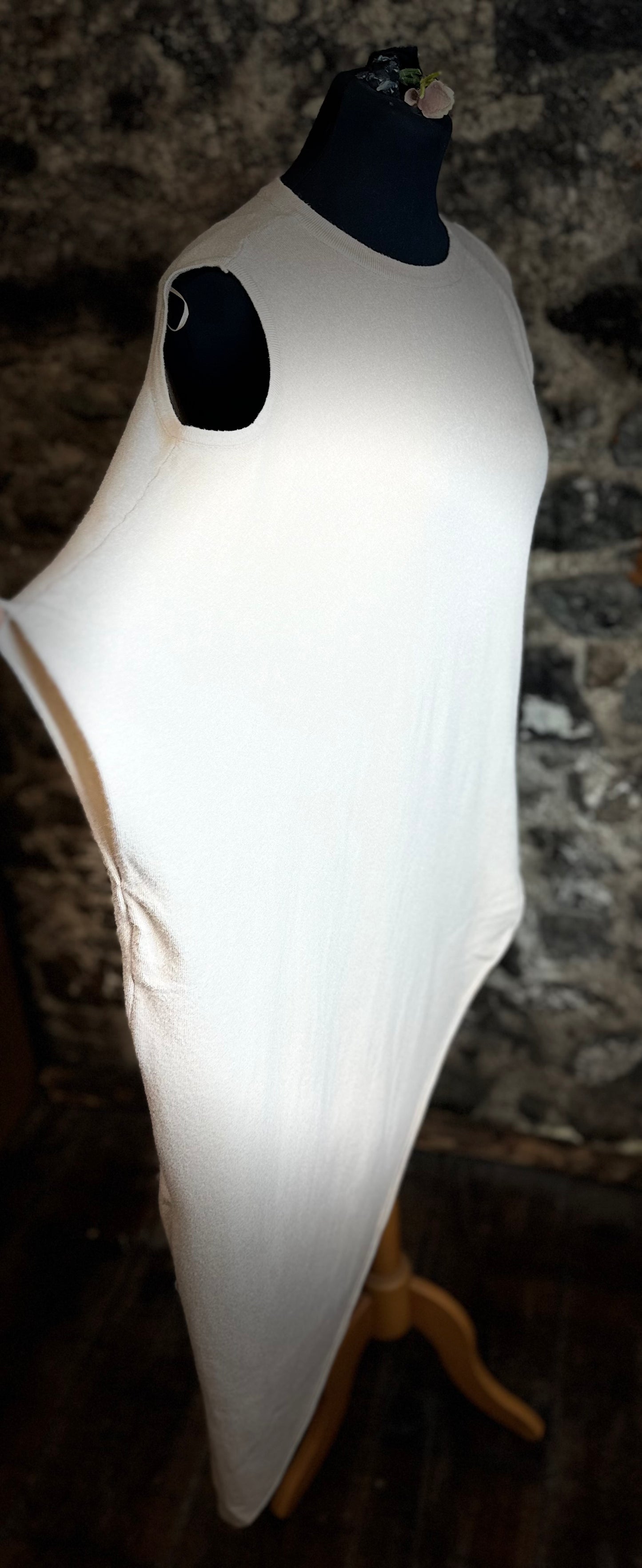 “Frankie “ asymmetric buttermilk cream Italian knit