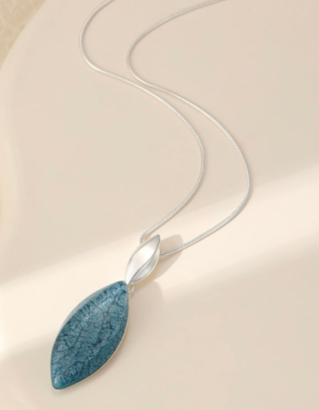 Long drop teal stone statement neckpiece
