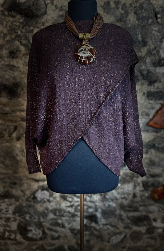 “Tanya “ chocolate Italian wrap knit with metallic fleck