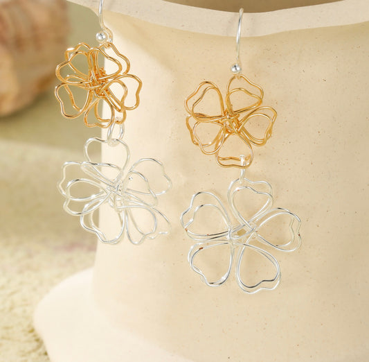 Beautiful Fine wire flower  drop earrings