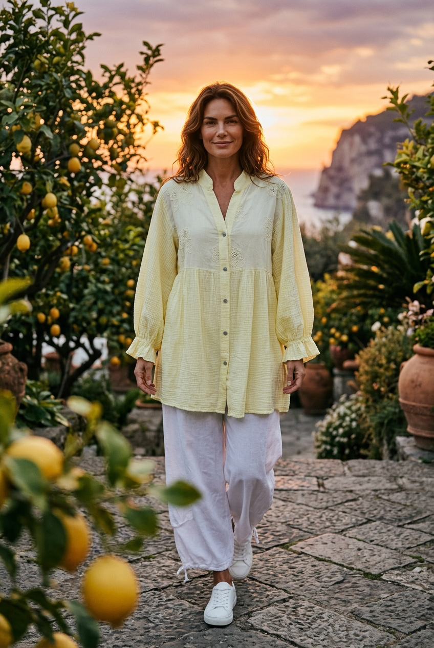 “Harriet “ lemon Italian tunic