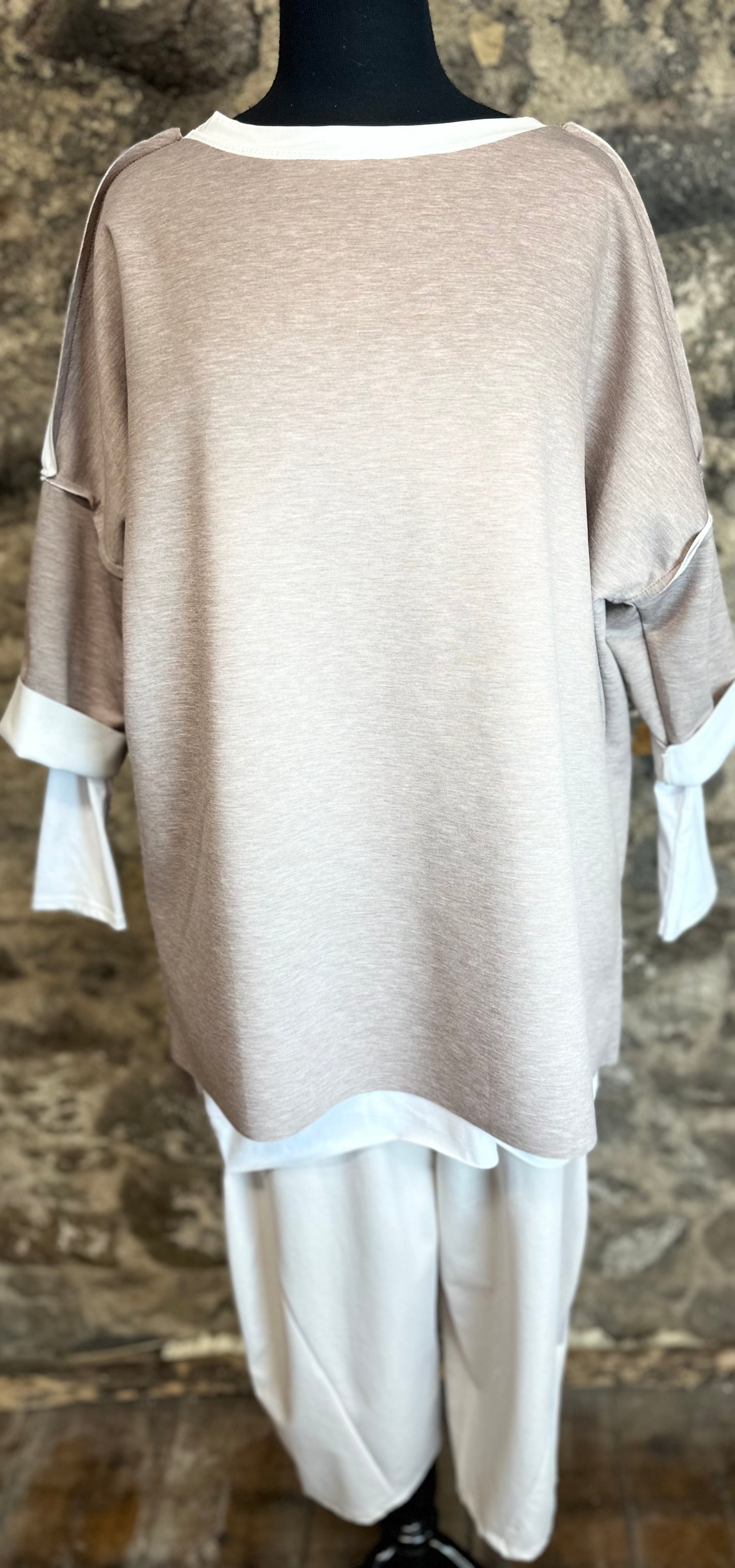 “Erica “ mocha Italian seamed sweatshirt