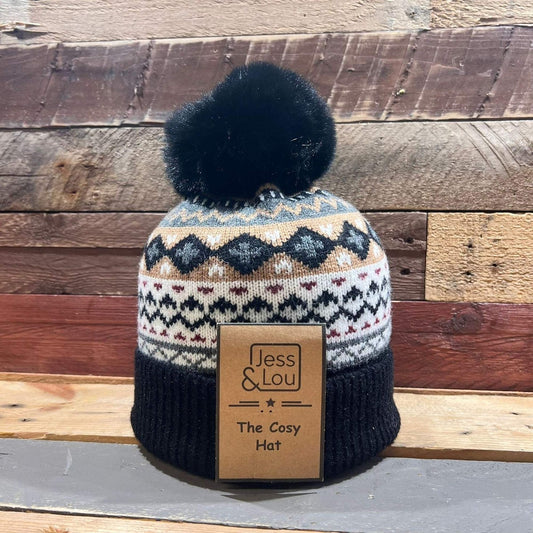 Black Nordic bubble hat