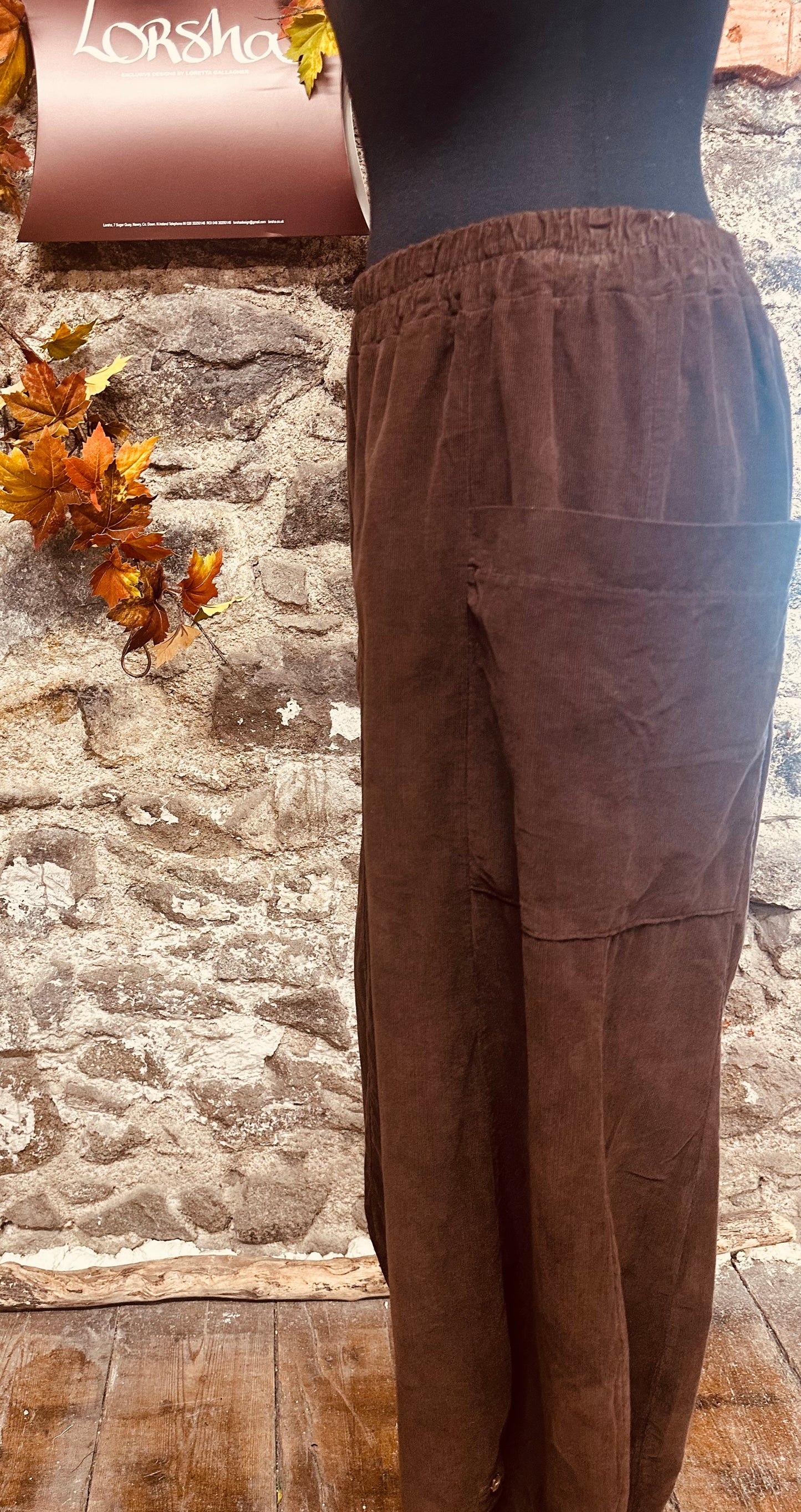 “Tania “ chocolate brown Italian pin cord bloussin trouser