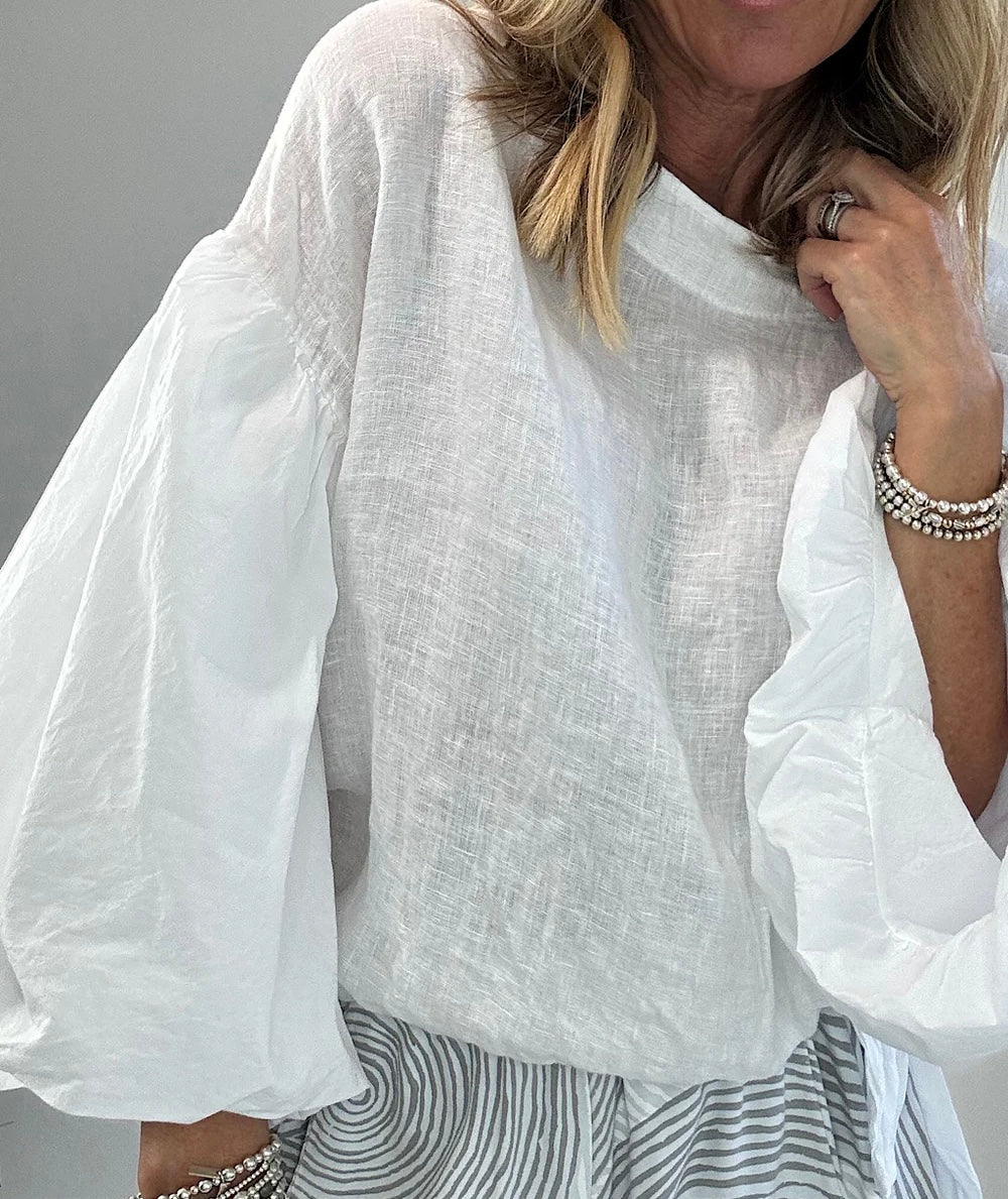 Petra …white linen /cotton Italian blouse