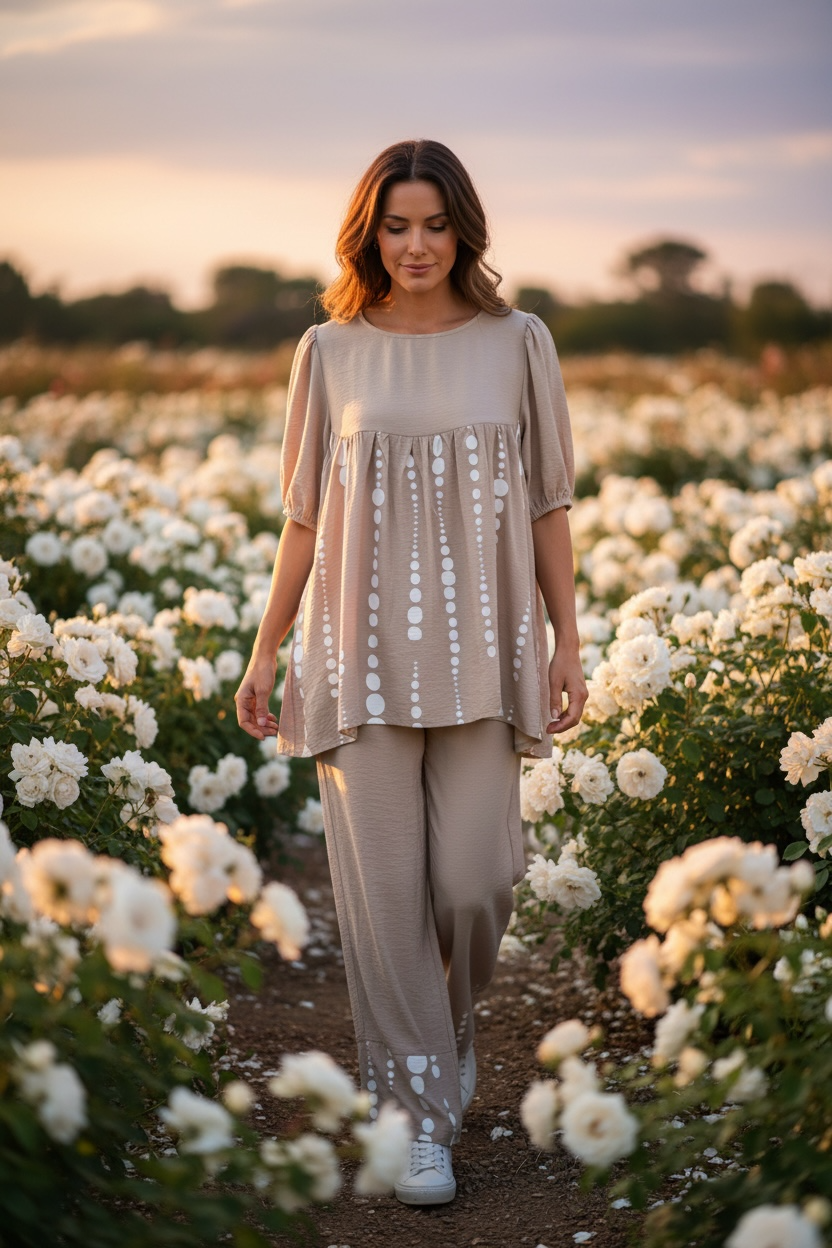 “Davina “ Italian mocha empire line tunic