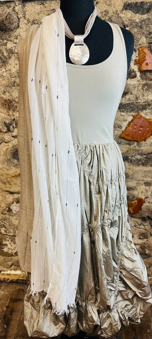 “Annabelle “ mocha and ivory fine linen look scarf
