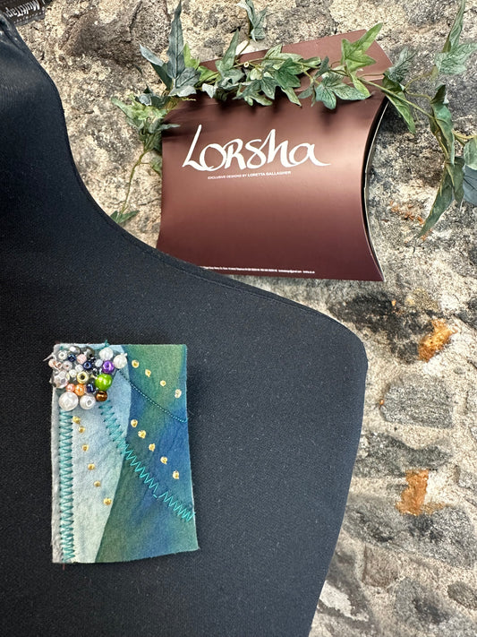 Lorsha design Handpainted silk brooch pin