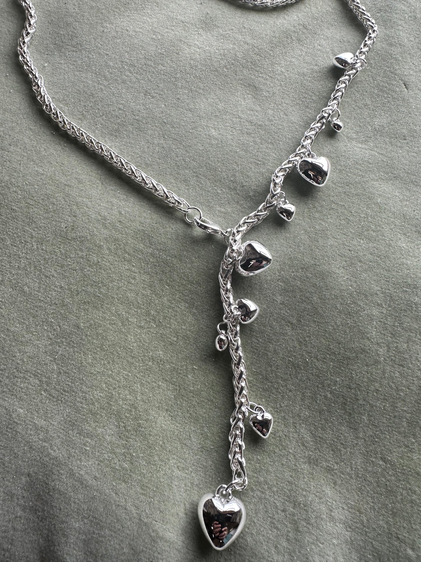Silver plated little heart drop neckpiece