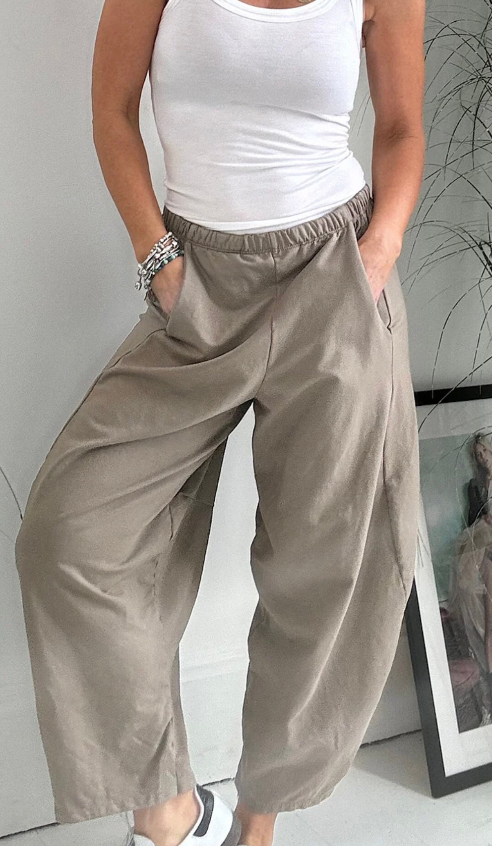 “Kizzy “ oatmeal Italian cocoon pants