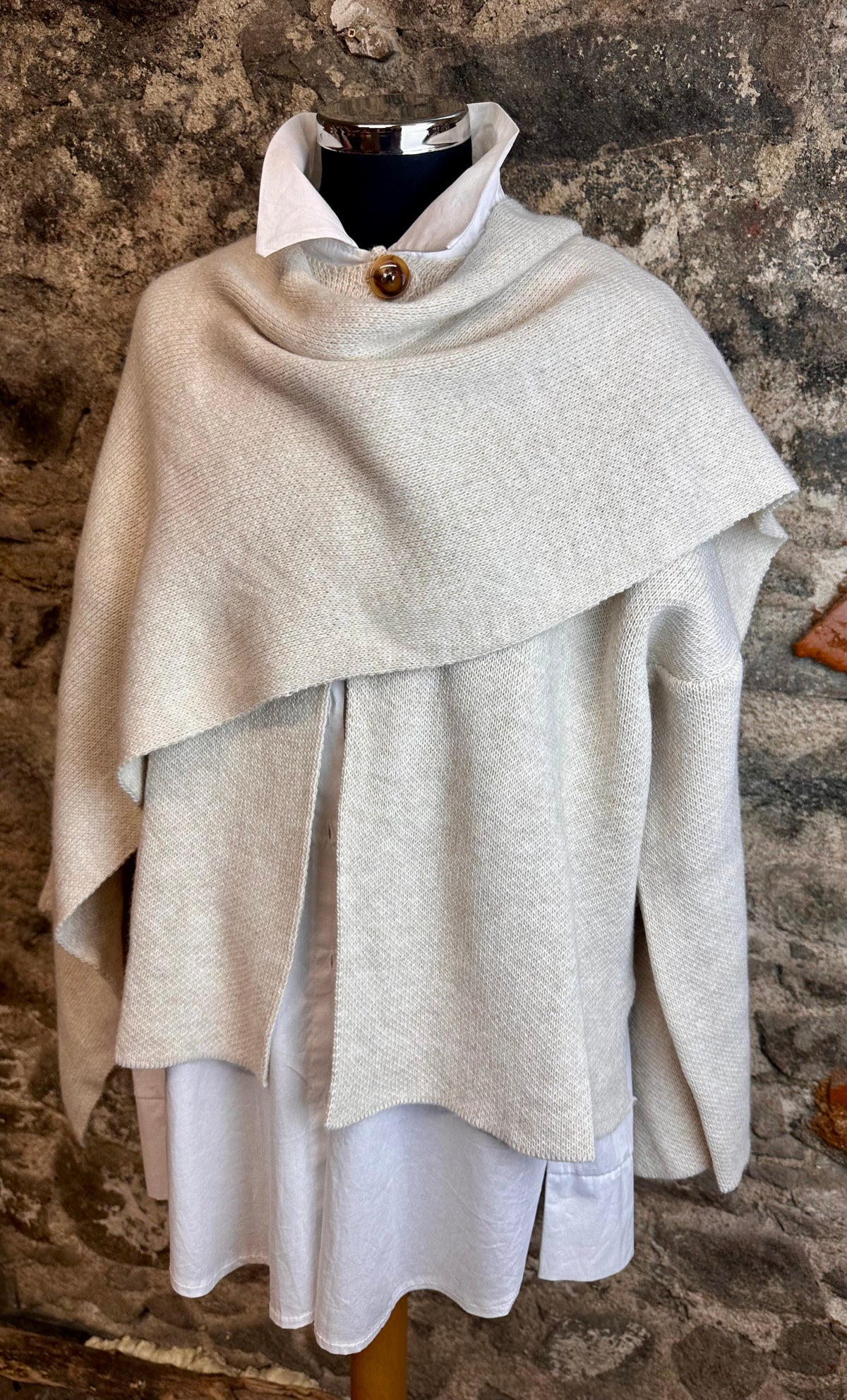 “Larissa” oatmeal Italian scarf wrap cardi