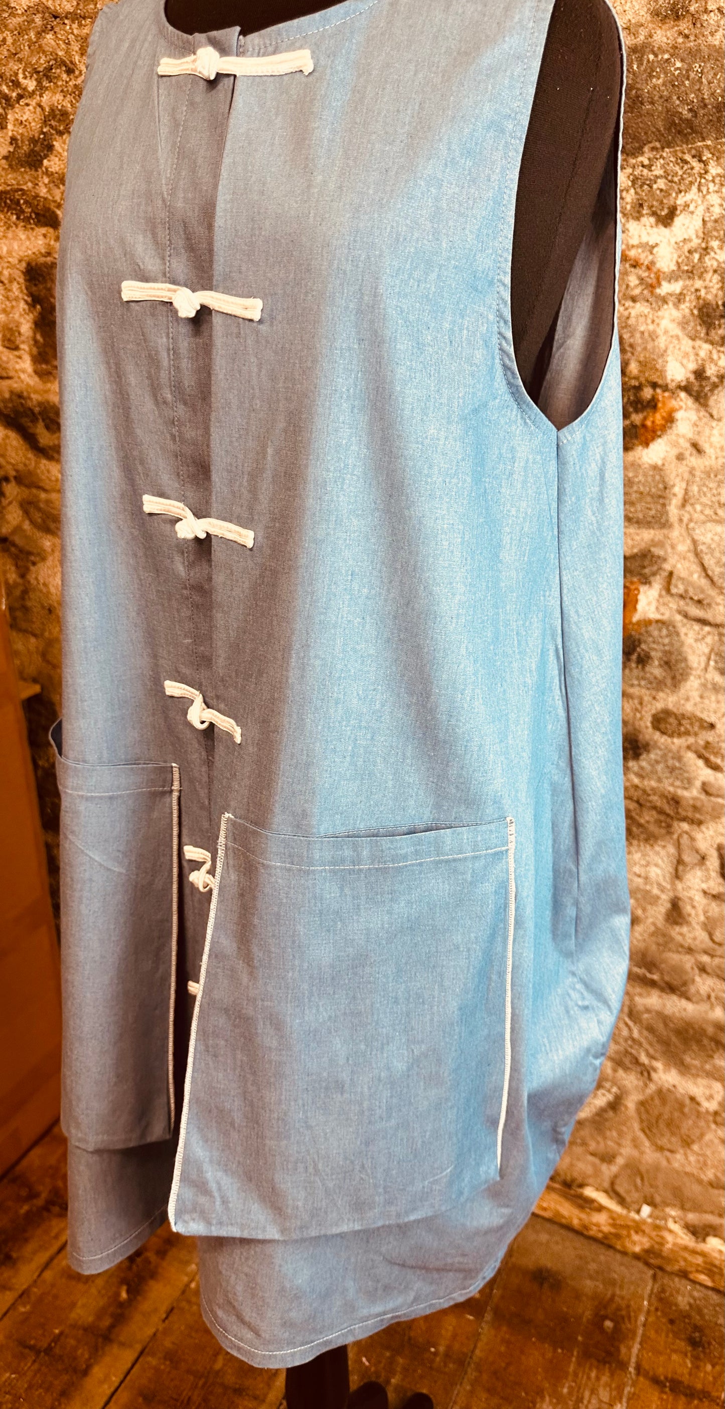 “Leia “ soft denim mandarin style waistcoat