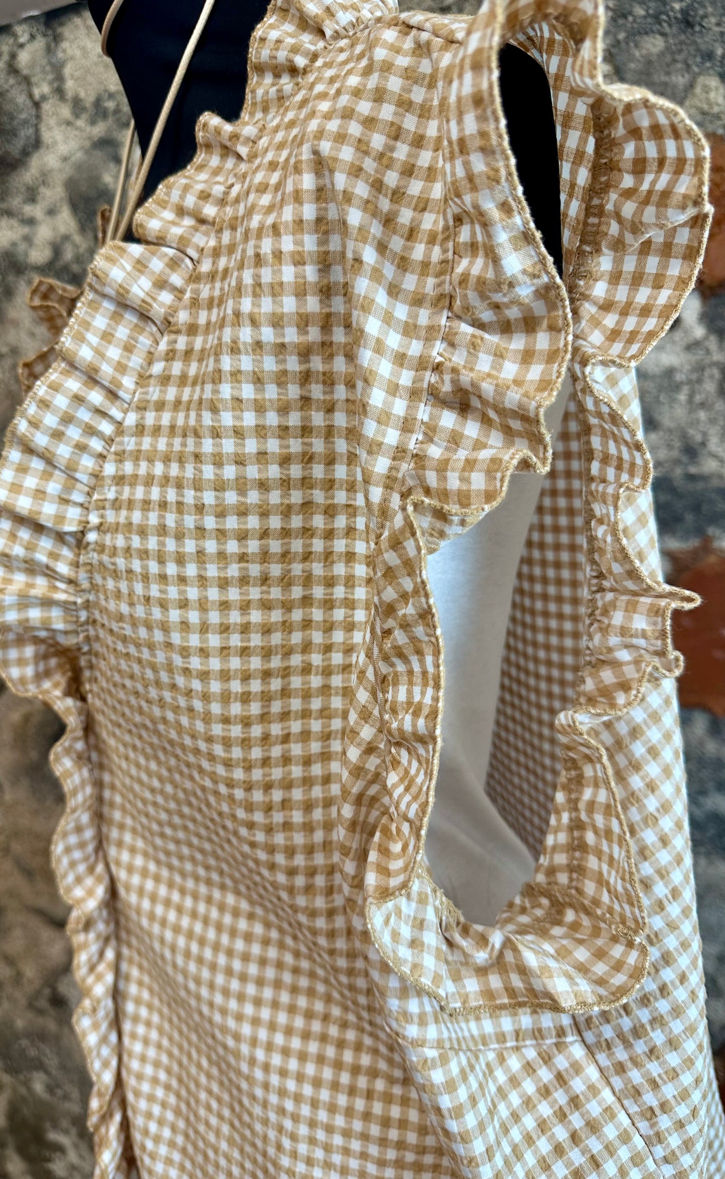 “Rosie “ gingham gold and white Italian tunic