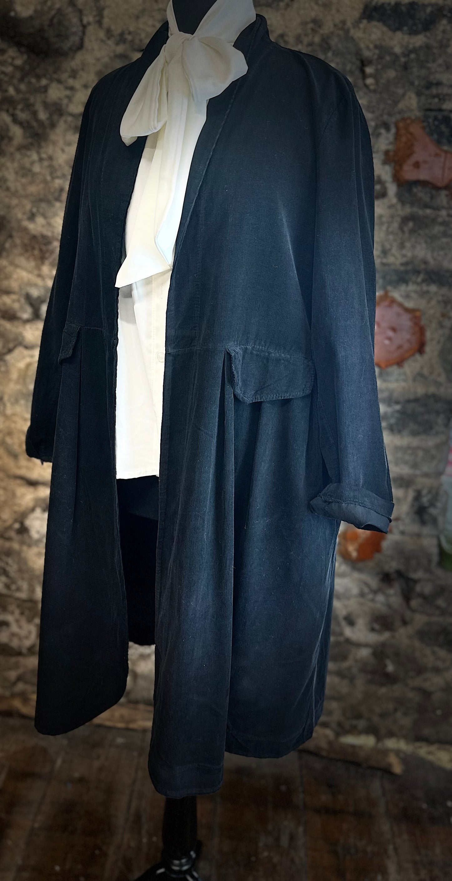 “Terri “ ebony pin corduroy Italian dress coat