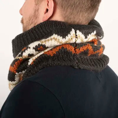 Heritage fair isle neck warmer mushroom and terracotta